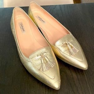 British Brand LK Bennett gold leather flat